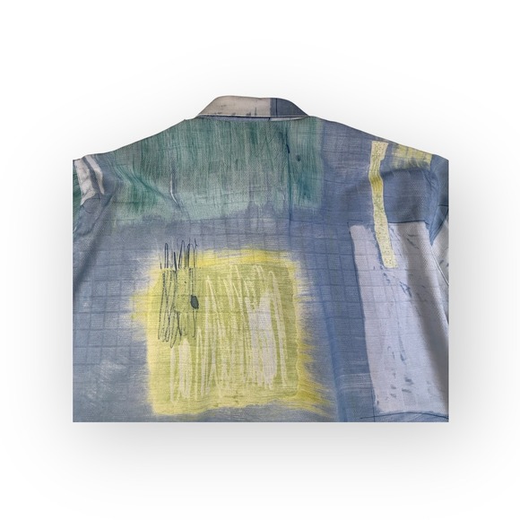 HAUPT German Abstract Print Short Sleeve Button Down Shirt‎ Men's 44-XL - Picture 9 of 10